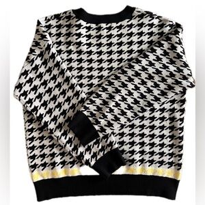 Skies Are Blue Black and White Houndstooth Sweater